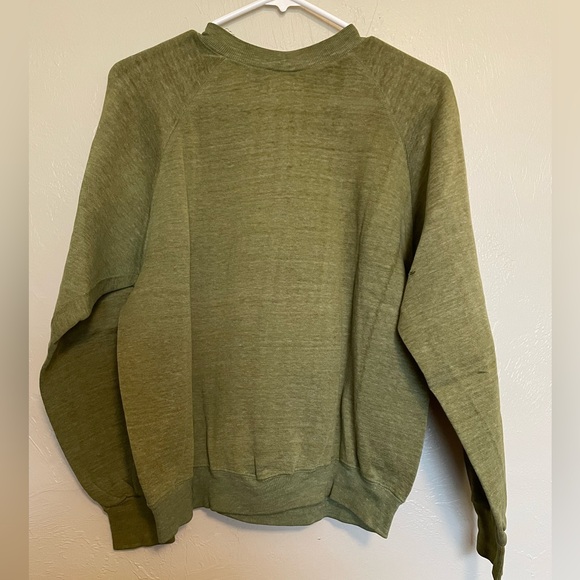 Vintage Olive Green Sweatshirt w/Hand Embroidery - BON CHANCE - Picture 3 of 5